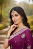 Purple Banarasi Silk Saree with Silver Zari Floral Weaving Traditional Wear