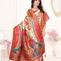 White Multicolor Printed Saree with Paisley Design Saree