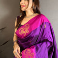 Royal Purple Soft Silk Saree with Pink Border and Designer Pallu