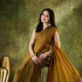 Mustard Yellow Olive Green Dual Tone Saree Designer Party Wear Saree