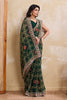 Dark Green Printed Saree Traditional Motif Design Decorative Border