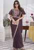 Elegant Plum Purple Designer Saree with Floral Embroidered Blouse