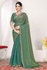 Olive Green Silk Saree with Rich Golden Zari Border Designer Saree