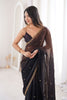 Black Organza Saree Golden Butti Work Embroidered Border