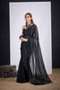 Black Organza Silk Saree with Floral Embroidery Designer Saree