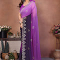 Purple Ombre Georgette Saree with Embroidered Border Work