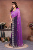 Purple Ombre Georgette Saree with Embroidered Border Work
