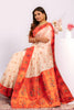Off White Paithani Silk Saree with Coral Orange Zari Border and Traditional