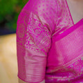 Luxury Rani Pink Banarasi Silk Saree with All-Over Floral Zari Weaving