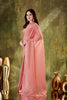 Peach Pink Organza Ready To Wear Saree Designer Sequins Lace Border