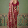 Elegant Red Heavy Embroidered Banarasi Silk Saree