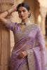 Lavender Organza Silk Saree with Heavy Embroidery Designer Border