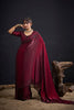 Wine Maroon Embroidered Silk Saree with Designer Blouse