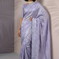 Lavender Silk Saree with Embroidered Border Designer Blouse