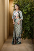 Green Satin Floral Print Saree with Designer Blouse Party Wear