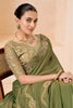 Olive Green Silk Saree with Designer Embroidered Border