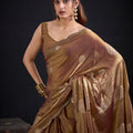 Bronze Gold Tissue Silk Saree with Zari Polka Butti Work