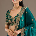 Green Silk Saree with Heavy Zari Embroidered Border Designer Blouse
