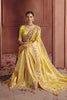 Luxury Mustard Yellow Silk Saree Heavy Floral Embroidered Border