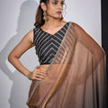 Elegant Black Copper Dual Tone Saree with Designer Border