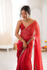 Red Organza Silk Saree with Designer Gold Lace Border Matching Blouse