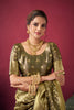 Olive Gold Banarasi Silk Saree Rich Golden Zari Weaving Blouse