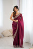 Maroon Party Wear Georgette Saree with Embroidered Border