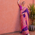 Royal Purple Pink Kanjivaram Silk Saree with Golden Zari Festive Wear
