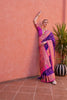 Royal Purple Pink Kanjivaram Silk Saree with Golden Zari Festive Wear