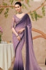 Lavender Designer Saree with Embroidered Border Matching Blouse