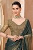Dark Green Silk Saree with Golden Ombre Finish Heavy Embroidered Border