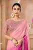 Pink Magenta Ombre Georgette Saree with Heavy Embroidered Blouse