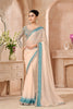  Ivory Teal Embroidered Georgette Saree with Designer Blouse