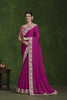 Designer Magenta Silk Saree Heavy Embroidered Border and Blouse