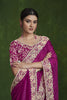 Designer Magenta Silk Saree Heavy Embroidered Border and Blouse
