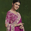 Designer Magenta Silk Saree Heavy Embroidered Border and Blouse