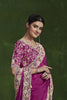 Designer Magenta Silk Saree Heavy Embroidered Border and Blouse