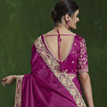 Designer Magenta Silk Saree Heavy Embroidered Border and Blouse