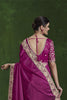 Designer Magenta Silk Saree Heavy Embroidered Border and Blouse