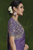 Designer Lavender Silk Saree Embroidered Border Blouse