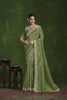 Olive Green Embroidered Silk Saree with Designer Blouse