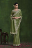  Olive Green Embroidered Silk Saree with Designer Blouse 
