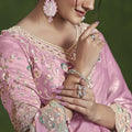 Light Pink Embroidered Silk Saree with Designer Blouse