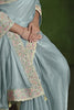 Sky Blue Embroidered Silk Saree with Designer Blouse