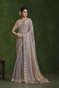 Grey Silk Saree with Embroidered Border and Designer Blouse