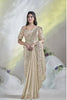 Designer Beige Embroidered Silk Saree Handwork Blouse Festive Wear