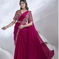 Designer Rani Pink Georgette Saree with Heavy Blouse