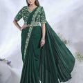 Designer Green Georgette Saree with Heavy Blouse Party Wear