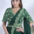 Designer Green Georgette Saree with Heavy Blouse Party Wear
