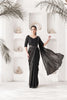 Elegant Black Satin Silk Designer Saree Khatli Work for Party Wear